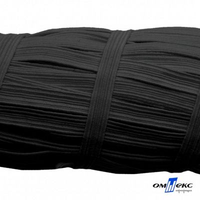 Резиновые нити с текстильным покрытием, шир. 6 мм (55 м/уп), цв.-черный - купить в Грозном. Цена: 210.75 руб.
