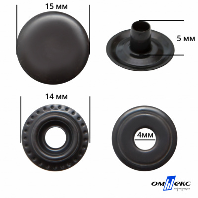 Кнопка металлическая кольцевая, 15 мм (уп. 720+/-20 шт), цвет оксид - купить в Грозном. Цена: 1 286.95 руб.