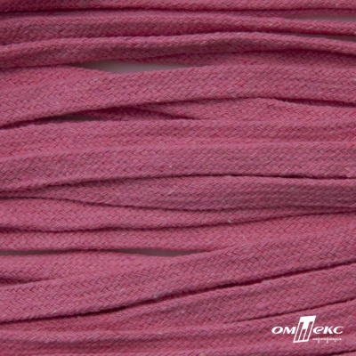 Шнур плетеный d-8 мм плоский, 70% хлопок 30% полиэстер, уп.85+/-1 м, цв.1029-розовый - купить в Грозном. Цена: 735 руб.