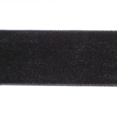 Лента бархатная нейлон, шир.25 мм, (упак. 45,7м), цв.03-черный - купить в Грозном. Цена: 800.84 руб.