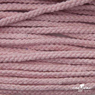 Шнур плетеный d-6 мм круглый, 70% хлопок 30% полиэстер, уп.90+/-1 м, цв.1087-розовый - купить в Грозном. Цена: 588 руб.