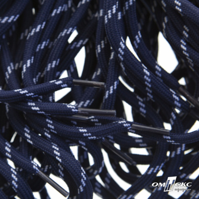 Шнурки #107-19, круглые 130 см, двухцветные цв.тём.синий/белый - купить в Грозном. Цена: 22.14 руб.