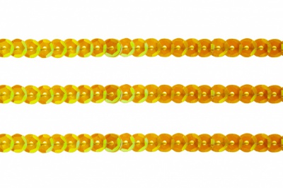 Пайетки "ОмТекс" на нитях, CREAM, 6 мм С / упак.73+/-1м, цв. 92 - золото - купить в Грозном. Цена: 484.77 руб.