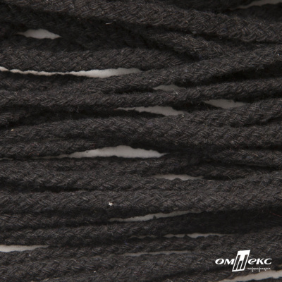 Шнур плетеный d-6 мм круглый, 70% хлопок 30% полиэстер, уп.90+/-1 м, цв.1078-черный - купить в Грозном. Цена: 588 руб.