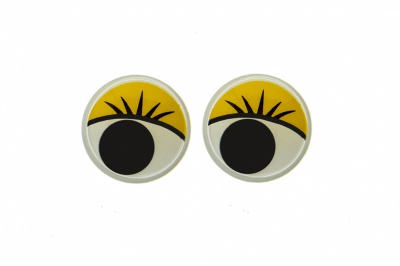 Глазки для игрушек, круглые, с бегающими зрачками, 12 мм/упак.50+/-2 шт, цв. -желтый - купить в Грозном. Цена: 96.01 руб.