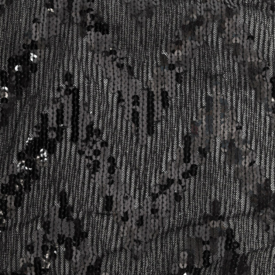 Трикотажное полотно с пайетками, шир.130 см, #311-бахрома чёрная - купить в Грозном. Цена 1 183.35 руб.