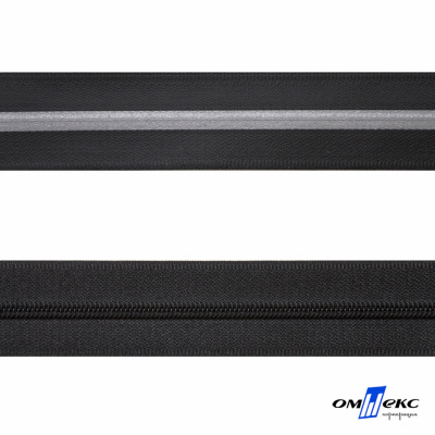 Рулонная молния с покрытием PVC спираль тип 3 (упак.270м) -черная с полосой СВО - купить в Грозном. Цена: 12.74 руб.