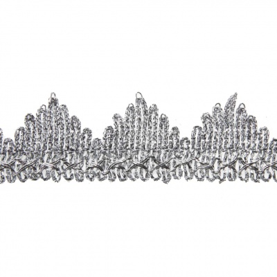 Тесьма металлизированная 0384-0240, шир. 40 мм/уп. 25+/-1 м, цвет серебро - купить в Грозном. Цена: 490.74 руб.