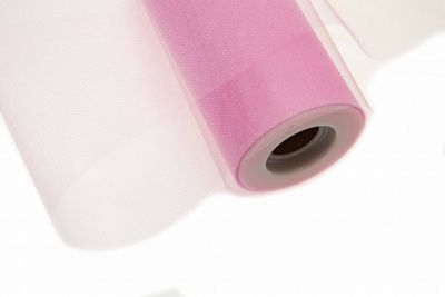 Фатин блестящий в шпульках 16-14, 12 гр/м2, шир. 15 см (в нам. 25+/-1 м), цвет розовый - купить в Грозном. Цена: 108.61 руб.