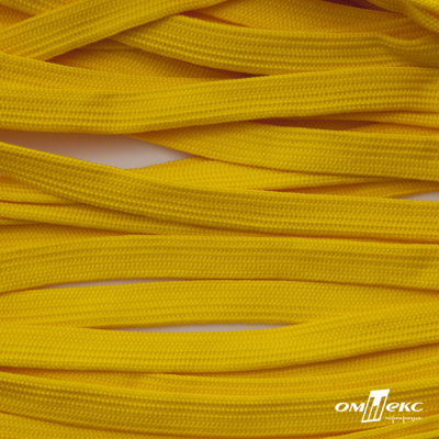 Шнур плетеный (плоский) d-12 мм, (уп.90+/-1м), 100% полиэстер, цв.269 - жёлтый - купить в Грозном. Цена: 8.62 руб.