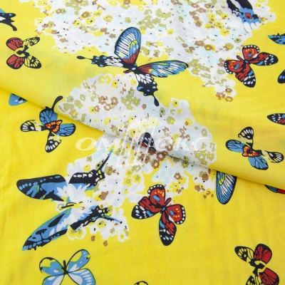 Плательная ткань "Софи" 7.2, 75 гр/м2, шир.150 см, принт бабочки - купить в Грозном. Цена 241.49 руб.