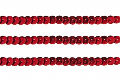 Пайетки "ОмТекс" на нитях, SILVER-BASE, 6 мм С / упак.73+/-1м, цв. 3 - красный - купить в Грозном. Цена: 468.37 руб.
