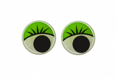 Глазки для игрушек, круглые, с бегающими зрачками, 15 мм/упак.50+/-2 шт, цв. -зеленый - купить в Грозном. Цена: 113.01 руб.