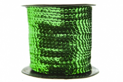 Пайетки "ОмТекс" на нитях, SILVER-BASE, 6 мм С / упак.73+/-1м, цв. 4 - зеленый - купить в Грозном. Цена: 484.77 руб.