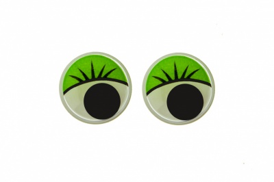 Глазки для игрушек, круглые, с бегающими зрачками, 12 мм/упак.50+/-2 шт, цв. -зеленый - купить в Грозном. Цена: 95.04 руб.
