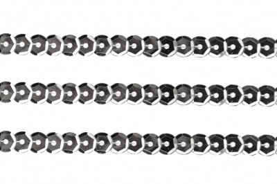 Пайетки "ОмТекс" на нитях, SILVER-BASE, 6 мм С / упак.73+/-1м, цв. 1 - серебро - купить в Грозном. Цена: 468.37 руб.