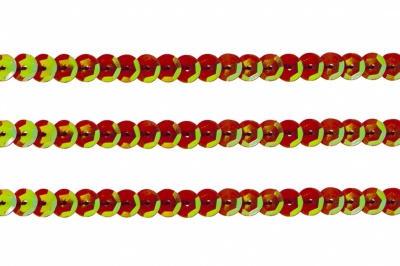 Пайетки "ОмТекс" на нитях, CREAM, 6 мм С / упак.73+/-1м, цв. 96 - красный - купить в Грозном. Цена: 484.77 руб.