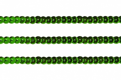 Пайетки "ОмТекс" на нитях, SILVER-BASE, 6 мм С / упак.73+/-1м, цв. 4 - зеленый - купить в Грозном. Цена: 484.77 руб.