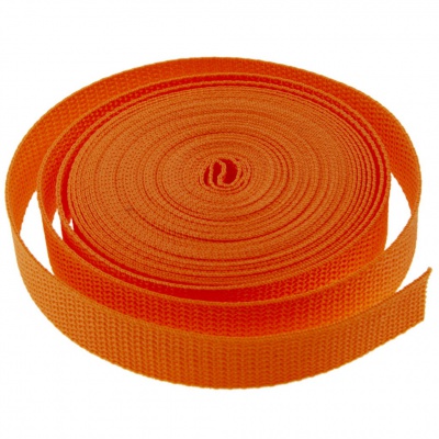 Стропа текстильная, шир. 25 мм (в нам. 50+/-1 ярд), цвет оранжевый - купить в Грозном. Цена: 409.94 руб.