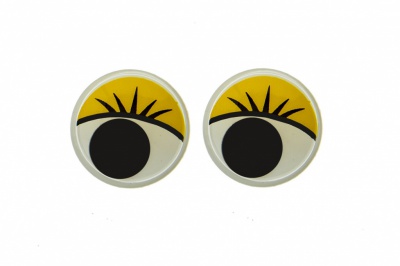Глазки для игрушек, круглые, с бегающими зрачками, 15 мм/упак.50+/-2 шт, цв. -желтый - купить в Грозном. Цена: 113.01 руб.