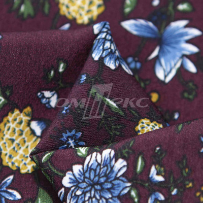 Плательная ткань "Фламенко" 4.1, 80 гр/м2, шир.150 см, принт растительный - купить в Грозном. Цена 259.21 руб.